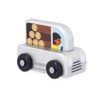 Janod Cross roads Dřevěné auto na tlačení Pickup šedé, věk: 1+