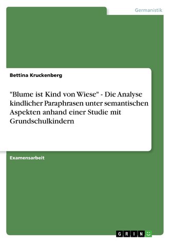 \"Blume ist Kind von Wiese\" - Die Analyse kindlicher Paraphrasen unter semantischen Aspekten anhand einer Studie mit Grundschulki