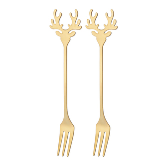 KPL. 2 WIDELCZYKÓW Z OZDOBNĄ KOŃCÓWKĄ, GŁOWA RENIFERA, W ODCIENIU ZŁOTA COLOR BOX