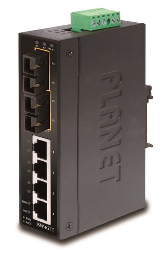 Planet ISW-621TS15 Průmyslový Switch 4x 10/100M + 2x 100M SM 15km  SC, -40~+75°C, 48VDC, DIN