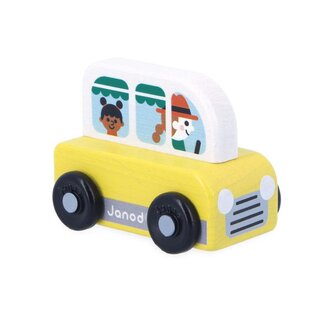 Janod Cross roads Dřevěné auto na tlačení Dodávka žluté, věk: 1+