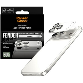 PanzerGlass® FENDER hliníková ochrana fotoaparátu Apple iPhone 17 Pro Max stříbrná