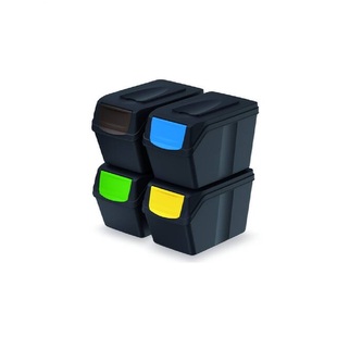 Odpadkový koš SORTIBOX II antracit, objem 4x25L