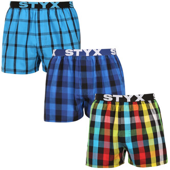 3PACK pánské trenky Styx sportovní guma vícebarevné (3B010106) XL