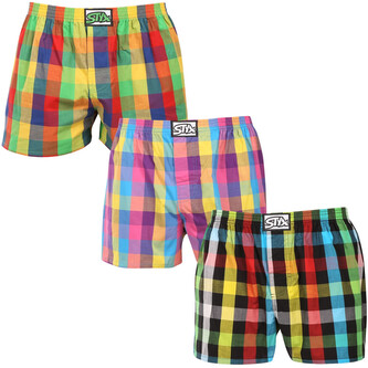 3PACK pánské trenky Styx klasická guma nadrozměr vícebarevné (3E010406) 3XL