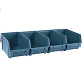 Sada 4 pracovních úložných boxů 146x237x124mm s lištou na zavešení