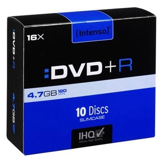Intenso DVD+R, 4111652, 4.7GB, 16x, slim case, 10-pack, LightScribe, 12cm, pro archivaci dat, DOPRODEJ