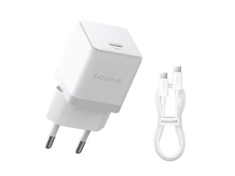 Baseus Palm Fast Nabíječka USB-C 20W + Datový Kabel USB-C/USB-C 1m White