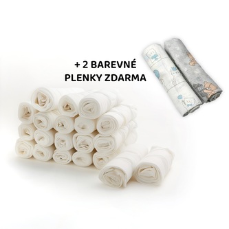 Kvalitní bavlněné pleny TETRA LUX 80x80cm, 20ks v bal. + 2 zdarma; bílá; 100 % bavlna