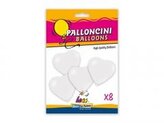 Balony serca białe 25cm 8szt