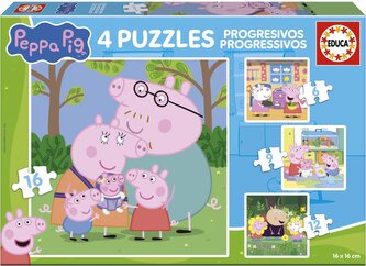 EDUCA Puzzle Prasátko Peppa 4v1 (6,9,12,16 dílků)