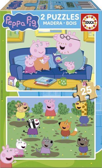 EDUCA Dřevěné puzzle Prasátko Peppa II 2x25 dílků