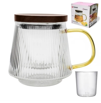 Hrnek sklo 480ml s filtrem a víčkem  TRG05