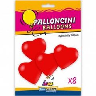 Balony serca czerwone 25cm 8szt