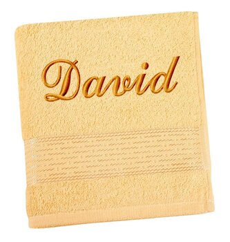 Froté osuška proužek s výšivkou jména - Žlutá - 70x140 cm