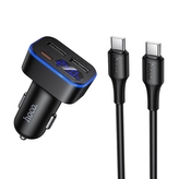 CL adaptér HOCO Z63A, 2x USB A, 1x USB C, QC 3.0, PD 42W, kabel USB C na USB C, barva černá