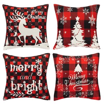 Vánoční povlaky na polštářky 40x40 cm, sada 4ks, bílo-červené