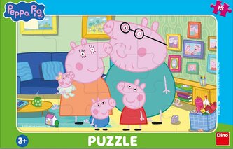 Puzzle 15 Peppa Pig v obývacím pokoji deskové
