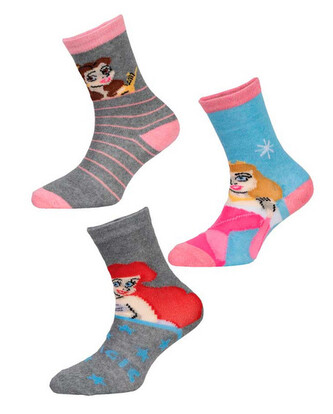 3PACK dětské ponožky Disney Princess vícebarevné (38291/pink) 23/26