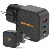 Nabíječka do sítě Hammer RapidCharge 65W, 1xUSB, 2xUSB-C černá