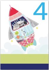 Karnet B6 brokat z kopertą Urodziny 4 chłopiec