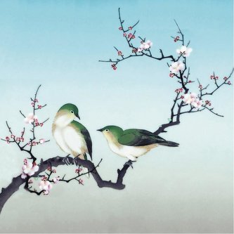 Karnet kwadrat z kopertą Plum Blossom Birds