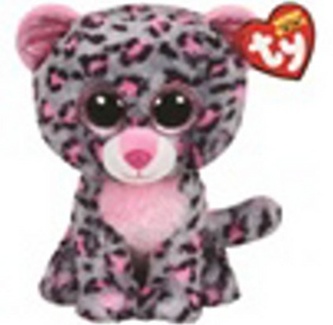 Plyš očka střední růžovo-šedý gepard