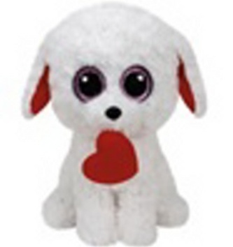 Plyš očka velká bílý pes se srdcem