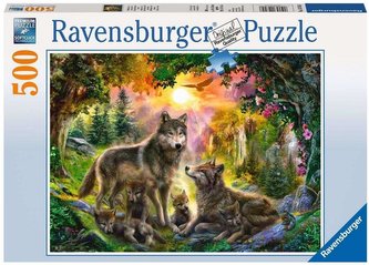 Puzzle 500 Wilki Zachód Słońca
