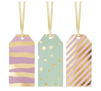 Tagi prezentowe pastelowo-złote 6szt