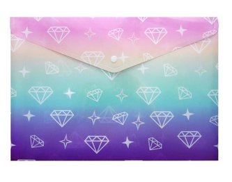 Teczka A5 tęczowa Diamenty na zatrzask