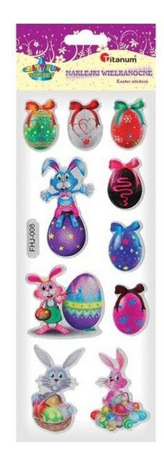 Naklejki wypukłe zające z pisankami 18x26mm 10szt