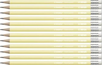 Grafitová tužka s gumou "Swano Pastel", žlutá, HB, šestihranná, STABILO