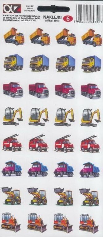 Naklejki Alfika i Zetki 6 Samochody budowlane