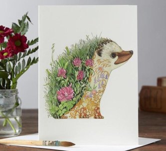 Karnet A017 B6 + koperta Jeż z kwiatami