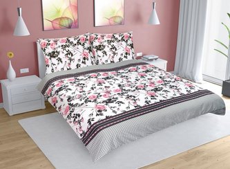 Povlečení bavlna na dvoudeku - šípková růže - 1x 240x200, 2ks 70x90 cm (240 cm šířka x 200 cm