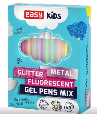 Żelopis mix fluo metal brokat 48 kolorów EASY