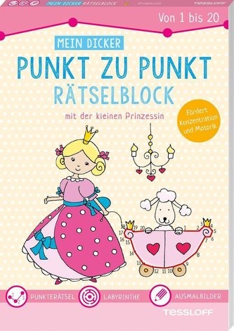 Mein dicker Punkt zu Punkt Rätselblock mit der kleinen Prinzessin. Von 1 bis 20