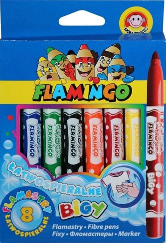Flamastry jumbo łatwospieralne 8 kolorów