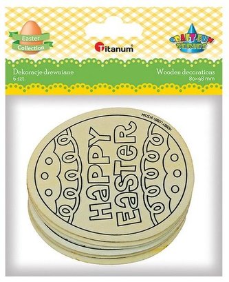Drewniane dekoracje pisanki 80x98mm 6szt
