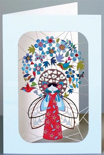 Karnet PM231 wycinany + koperta Wróżka i kwiaty