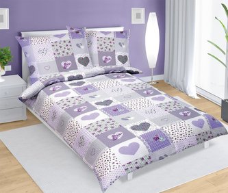Povlečení bavlněné - fialové srdce - 140x220, 70x90 Povlečení bavlněné - fialové srdce - 140x220, 70x90