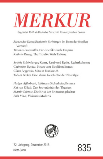 MERKUR Gegründet 1947 als Deutsche Zeitschrift für europäisches Denken - 2018-12