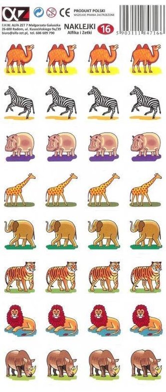 Naklejki Alfika i Zetki 16 Zwierzęta