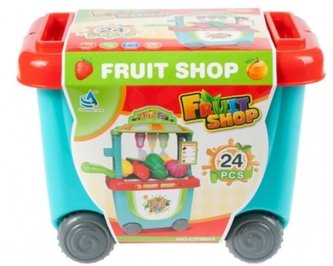 Wózek supermarket z akcesoriami warzywa