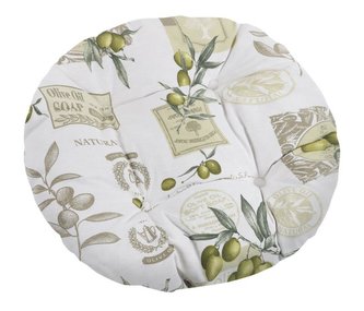 Sedák EMA kulatý prošívaný - olivy - průměr 40 cm