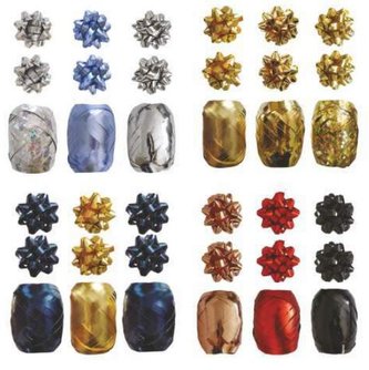 Zestaw do pakowania mix kolorów rozetki + wstążki