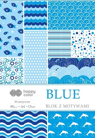 Blok z motywami Blue A4/15K 80g HAPPY COLOR