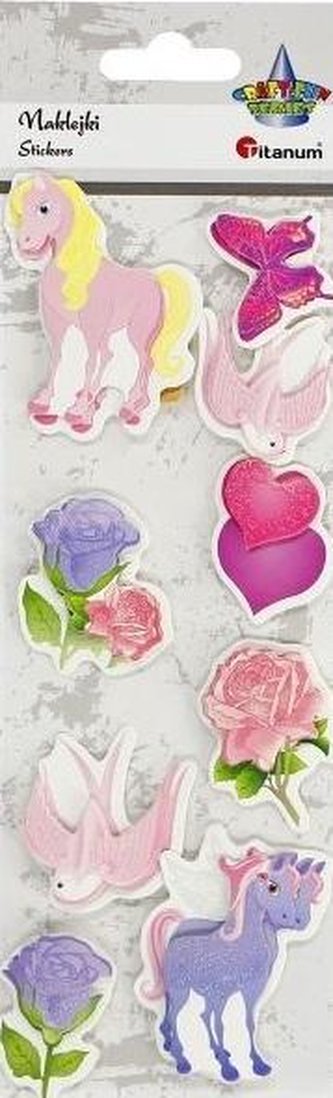 Naklejki papierowe 3D z brokatem mix 9szt