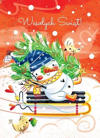 Karnet B6 Boże Narodzenie - Bałwan (10szt)